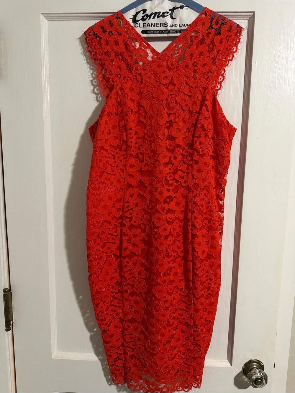 Shoshanna Bright Red Lace Shift Dress